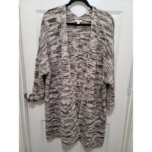 J.jill Purejill Women's Shale/Cream Marled Open Knit Cardigan Sweater Size XL